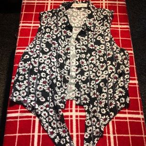 Floral Front Tie Crop